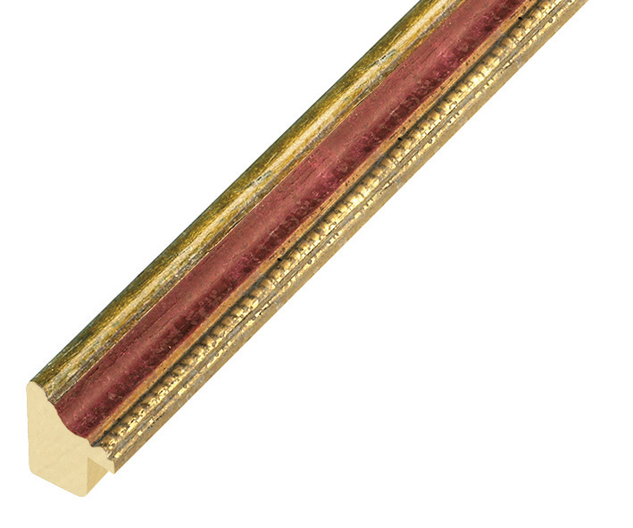 Moulding ayous width mm15 heigth 18 - gold, red - 213ROSSO