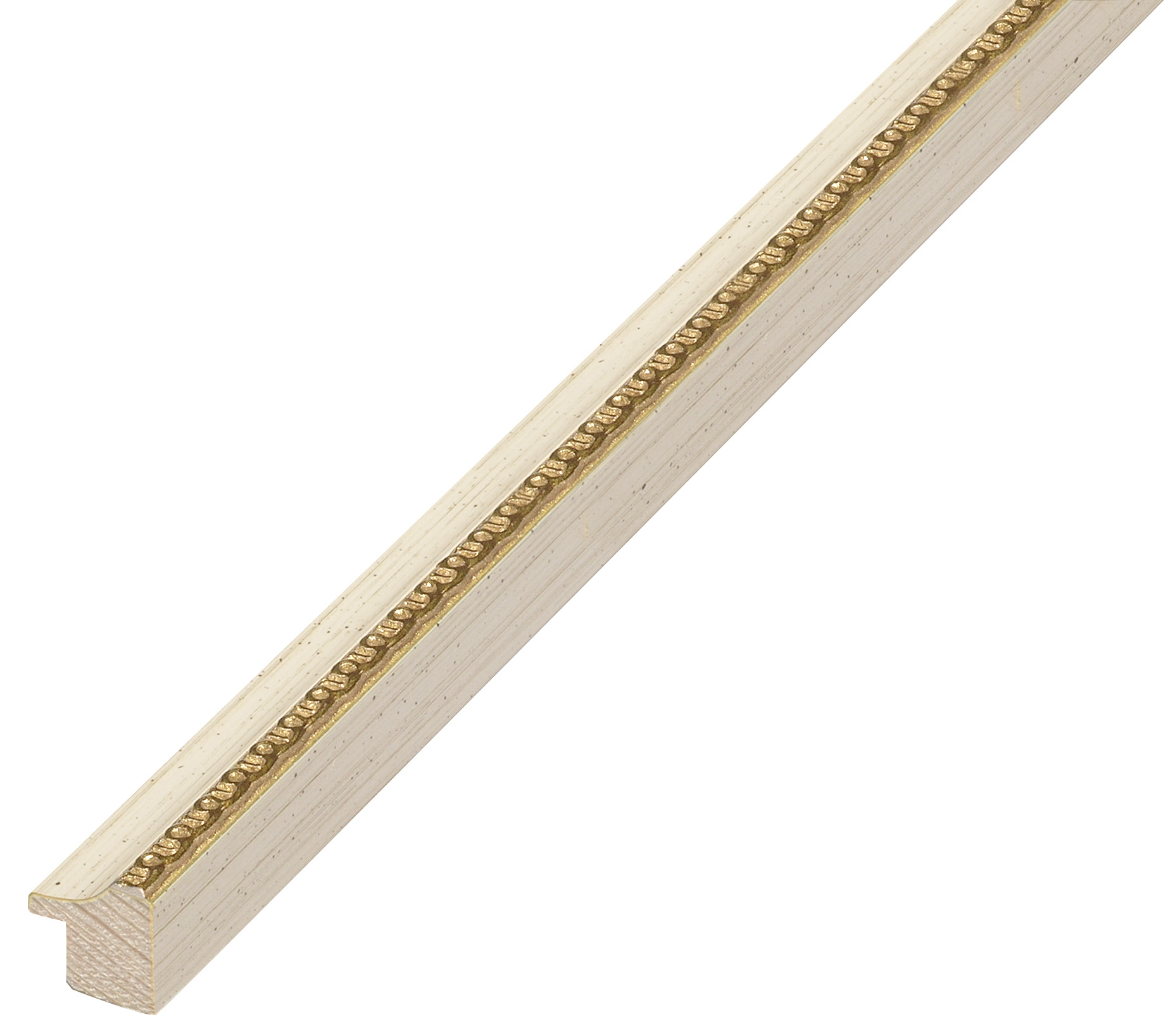 Moulding finger-jointed pine - Width 20mm Height 20 - Cream, gold band - 236CREMA