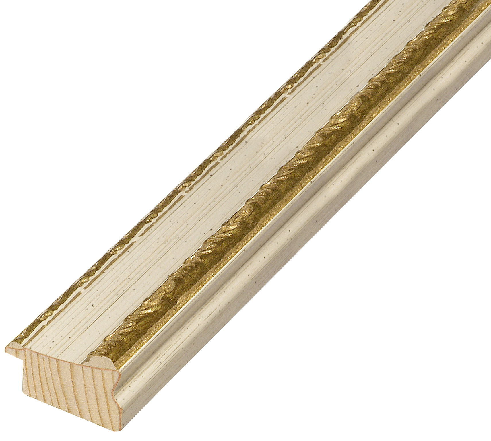 Moulding finger-jointed fir, width 35mm height 23 Cream, decorations - 414CREMA