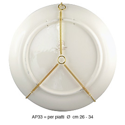 Glossy brass plate-hanger, diam. from 25 to 33 cm - 2 pieces