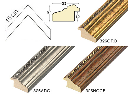 Complete set of corner samples of moulding 326 (3 pieces)