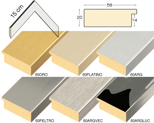 Complete set of corner samples of moulding 60 (6 pieces)