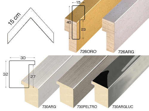 Complete set of corner samples of moulding 730 (3 pieces)