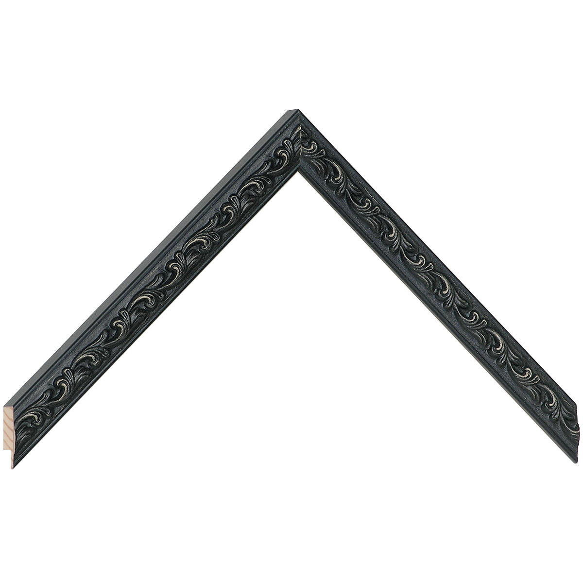 Liner finger-jointed pine - Width 16mm Height 17 - Black, decorations - Sample