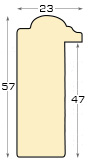 Moulding finger-jointed pine, widht 22mm, height 57mm - Gold - Profile