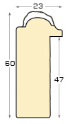 Moulding finger-jointed pine, widht 22mm, height 60mm - Gold decorated - Profile